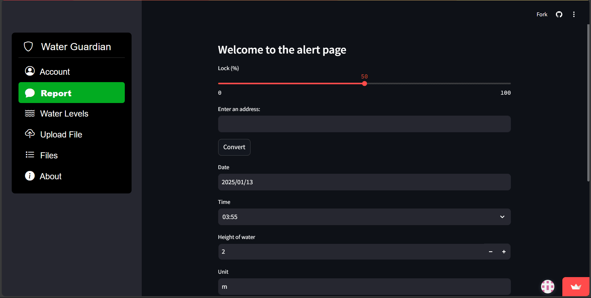 Water Level Monitoring WebApp
